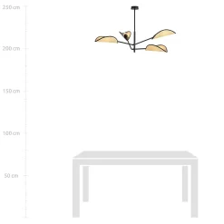 Plafonnier VENE 4 BLACK/RATTAN, Emibig Lighting, Fabriqué en EU