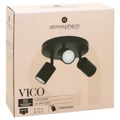 Plafonnier Vico noir 20x20cm - Atmosphera