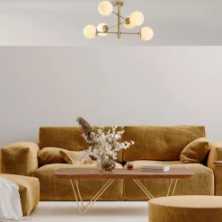 Plafonnier vintage doré - 6 lampes - ÉLÉONORE