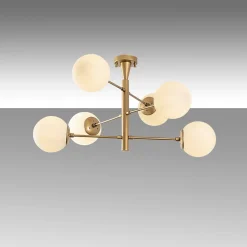 Plafonnier vintage doré - 6 lampes - ÉLÉONORE