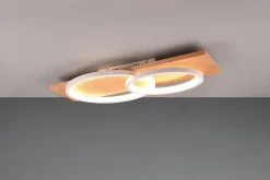 Plafonnier 30W, 3500 Lm, LED SMD, 3000K, Blanc mat, Bois naturel, Réglable - Trio - Barca