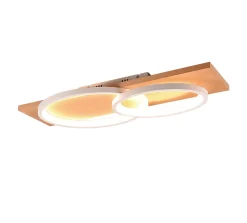 Plafonnier 30W, 3500 Lm, LED SMD, 3000K, Blanc mat, Bois naturel, Réglable - Trio - Barca