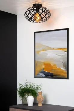 Plafonnier WOLFRAM en métal avec 1xE27 - Noir - Lucide