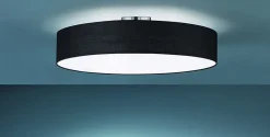 Plafonnier 5xE27, max. 60W, tissu noir, diamètre 65 cm - Trio - Hotel