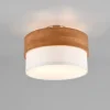 Plafonnier 2xE14, max. 40W, Tissu blanc, Bois naturel - Trio - Seasons