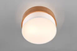 Plafonnier 2xE14, max. 40W, Tissu blanc, Bois naturel - Trio - Seasons