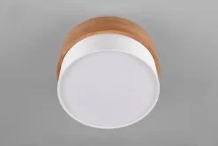 Plafonnier 2xE14, max. 40W, Tissu blanc, Bois naturel - Trio - Seasons