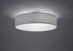 Plafonnier 3xE27, max. 60W, Tissu blanc, Nickel mat - Trio - Hotel