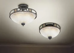 Plafonnier 2xE27, max. 42W, Verre albâtre, Rouille - Trio - Quinta