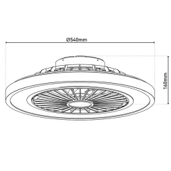 Plafonniers + ventilateur LED 'Arioso' D: 54 cm, en métal et plastique, avec de nombreuses fonctions