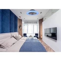 Plafonnier/ventilateur dimmable à changement de température de couleur - titane - Trio - Stralsund