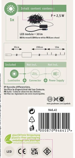 Plug & Shine Guirlande LED Yuna 3000K 10m IP44 2,5W Noir