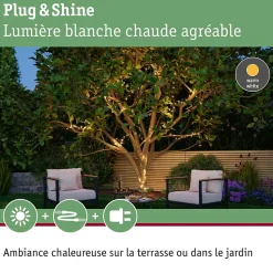 Plug & Shine Guirlande LED Yuna 3000K 10m IP44 2,5W Noir