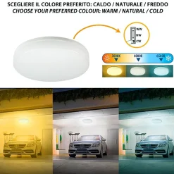 POLESTAR XL : Plafonnier LED rond IP65, 2400 lumens, diamètre 33cm. Blanc