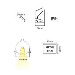Polo - Spot LED encastrable pour marches Beneito & Faure - 2 W, lumière naturelle 4000K, 65 - Spot encastrable rond noir