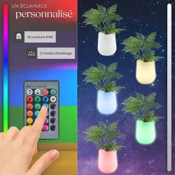 Pot de fleurs LED avec éclairage LED 12 W 16 couleurs RGB et 5 modes d'éclairage