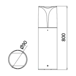 Potelet extérieur E27 23W IP44 en Aluminium Gris
