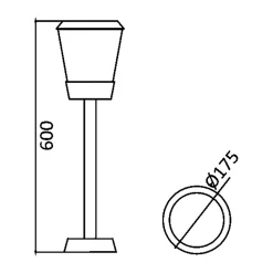 Potelet extérieur Haut 600mm E27 IP54