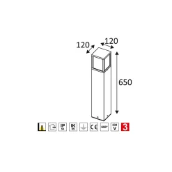 Potelet extérieur TULO E27 Indigo - 15W - IP54 - Anthracite - Verre clair