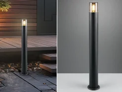 Potelet extérieur 1xE27, max. 28W, IP44, Fonte d'aluminium noire - Trio - Hoosic