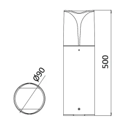 Potelet extérieure E27 23W IP44 en Aluminium Gris