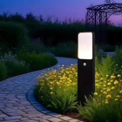 Potelet LED extérieur noir 10,5 W 1700 lm blanc neutre IP54 détecteur de mouvement, GoodHome Wendland