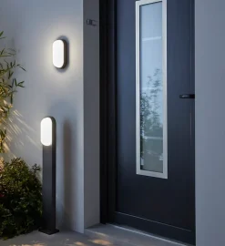 Potelet LED intégrée Bredene 800lm 14W blanc neutre l.11,9 x H.90 x P.14 cm