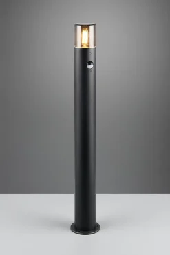 Potelet LED 28W 1xE27 noir mat avec détecteur de mouvement - Trio - Hoosic