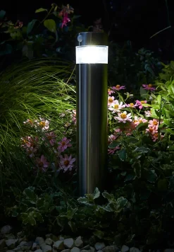 Potelet solaire à détection LED intégrée Kiana 50lm 0.58W IP44 GoodHome chrome