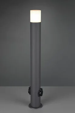 Potelet 1xE27, max. 28W, IP44, blanc/anthracite, avec prise extérieure - Trio - Hoosic