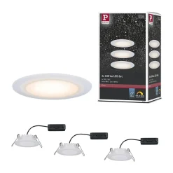 Premium Spot encastré LED Dim to Warm Suon Kit de base IP44 rond 90mm 3x5W 3x450lm 230V gradable Dim to warm Satiné Blanc