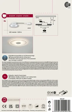 Premium Spot encastré LED Whirl Kit de base rond 120mm 3x4,9W 3x180lm 230V gradable 3000K Alu tourné Satiné