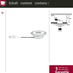 Premium Spot encastré LED Whirl Kit de base rond 120mm 3x4,9W 3x180lm 230V gradable 3000K Alu tourné Satiné