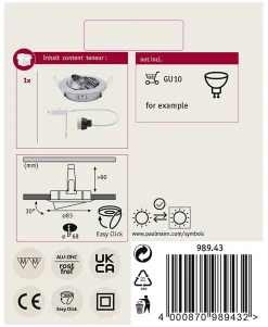 Premium Spot encastré rond 83mm 30 GU10 max. 50W 230V gradable Chrome