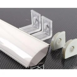 Profilé Aluminium Angle 2m pour Ruban LED Couvercle Blanc Opaque - SILAMP