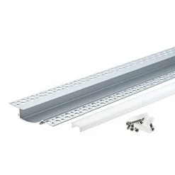 Profilé Aluminium Encastré 2m pour Plâtre Couvercle Blanc Opaque - SILAMP