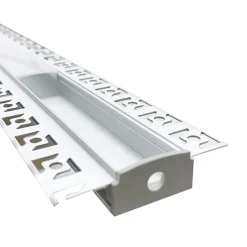 Profilé Aluminium encastré 1m pour Ruban LED Double Couvercle Blanc Opaque - SILAMP
