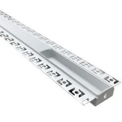 Profilé Aluminium encastré 2m pour Ruban LED Double Couvercle Blanc Opaque - SILAMP