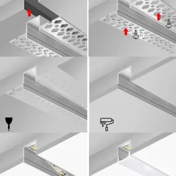Profilé Aluminium encastrable 1m pour Ruban LED Couvercle Blanc Opaque - SILAMP