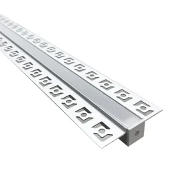 Profilé Aluminium Encastrable 2m pour Ruban LED Couvercle Blanc Opaque - SILAMP