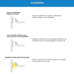 Profilé Aluminium Encastrable 2M pour Faux Plafond Éclairage Indirect - SILAMP