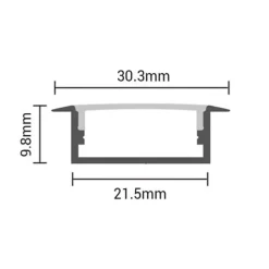 Profilé Aluminium Large Encastrable 2m pour Ruban LED - Cache Opaque Blanc - SILAMP