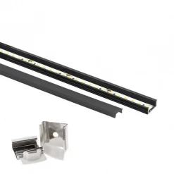 Profilé Aluminium 2m Noir pour Ruban LED - Cache Opaque Noir - SILAMP