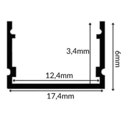 Profilé Aluminium 2m Noir pour Ruban LED - Cache Opaque Noir - SILAMP