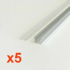 Profilé Aluminium 2m pour Ruban LED Couvercle Opaque (Pack de 5) - SILAMP