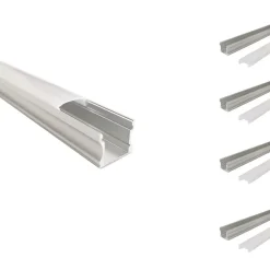 Profilé Aluminium 2m pour Ruban LED Couvercle Opaque (Pack de 5) - SILAMP