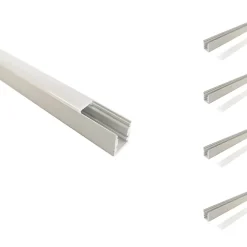 Profilé Aluminium 1m pour Ruban LED avec Cache Blanc Opaque (Pack de 5) - SILAMP