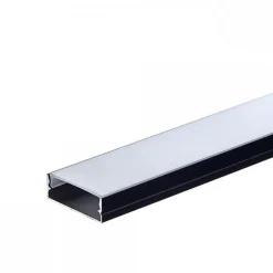 Profilé Aluminium Noir 2m avec Cache Opaque Blanc - SILAMP