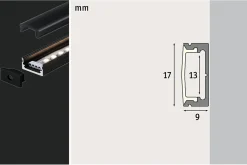 Profilé de strip LED Base IP20 noir Paulmann L.200 x H.9 x P.17cm