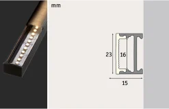 Profilé de strip LED Square IP20 noir Paulmann L.200 x H.15 x P.23cm